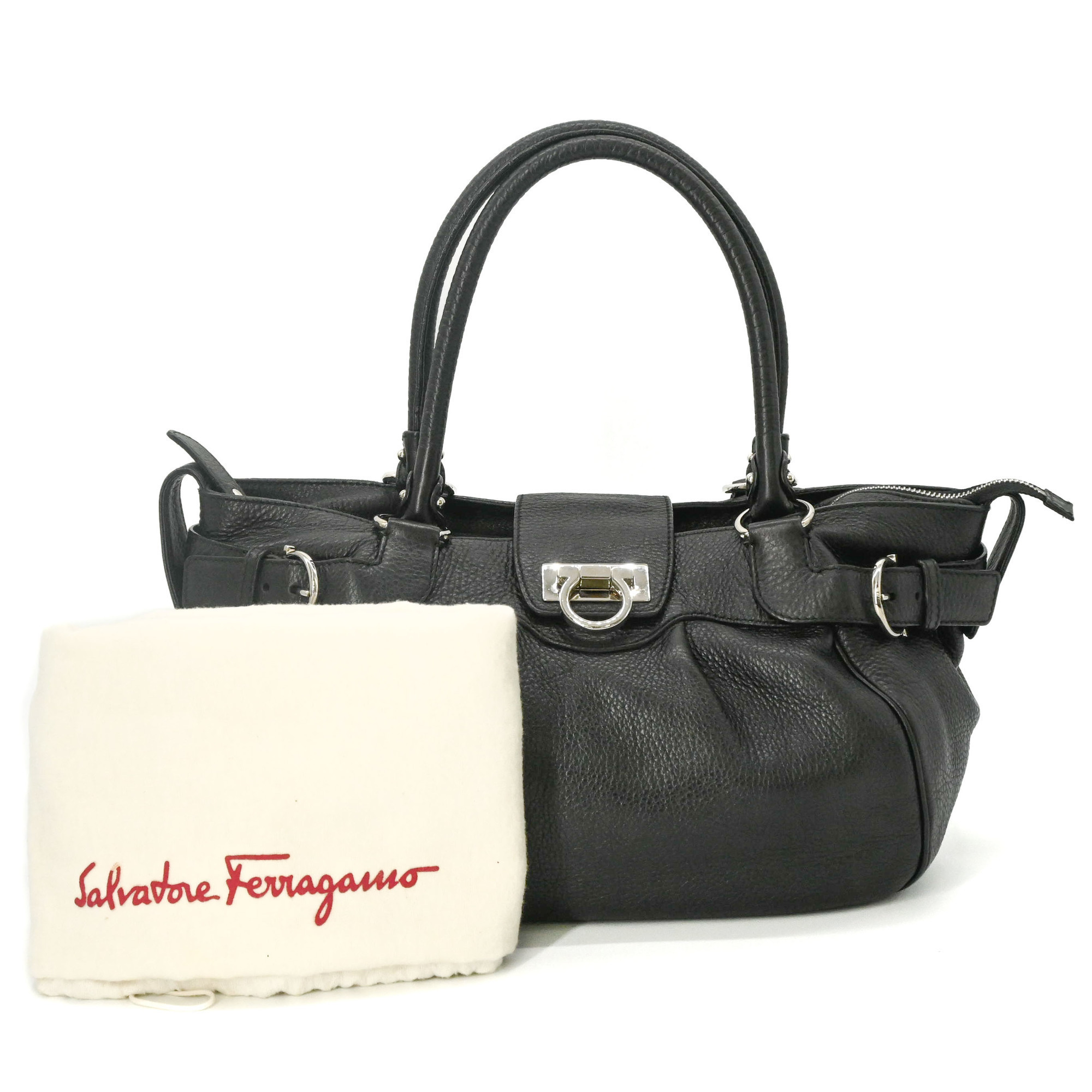 Salvatore Ferragamo Gancini Handbag For Women, Black